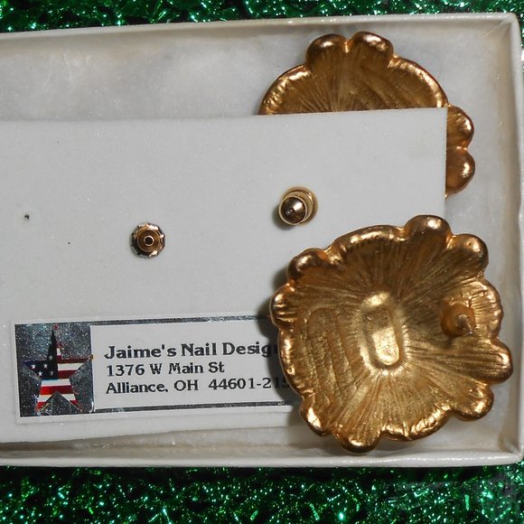 Royal Blue & Gold Earrings - Picture 5 of 7